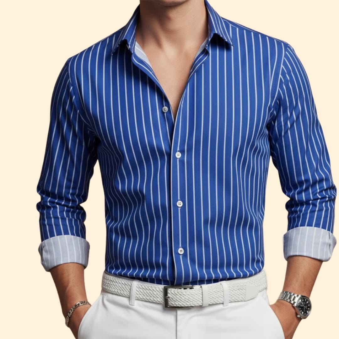 Men's Pinstriped Dress Shirt