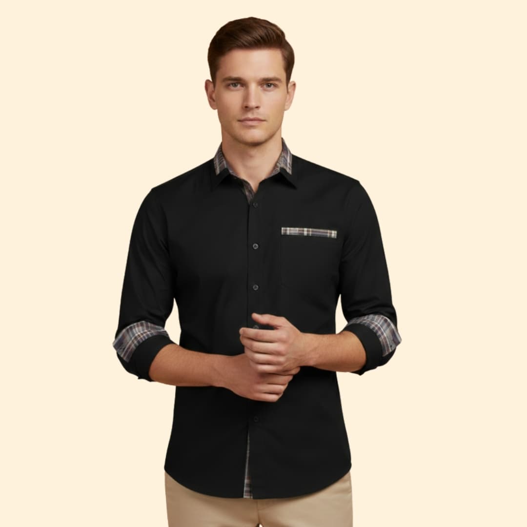 Men's Plaid Trim Shirt