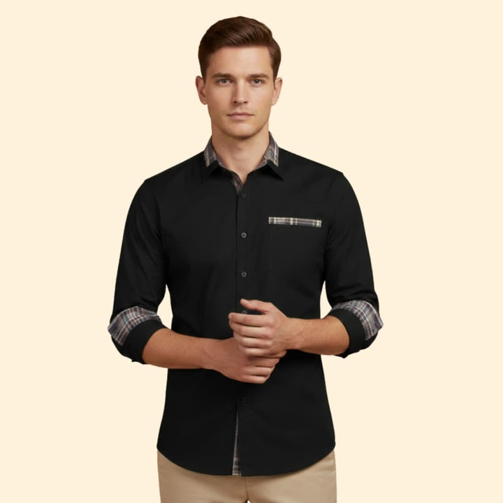 Men's Plaid Trim Shirt