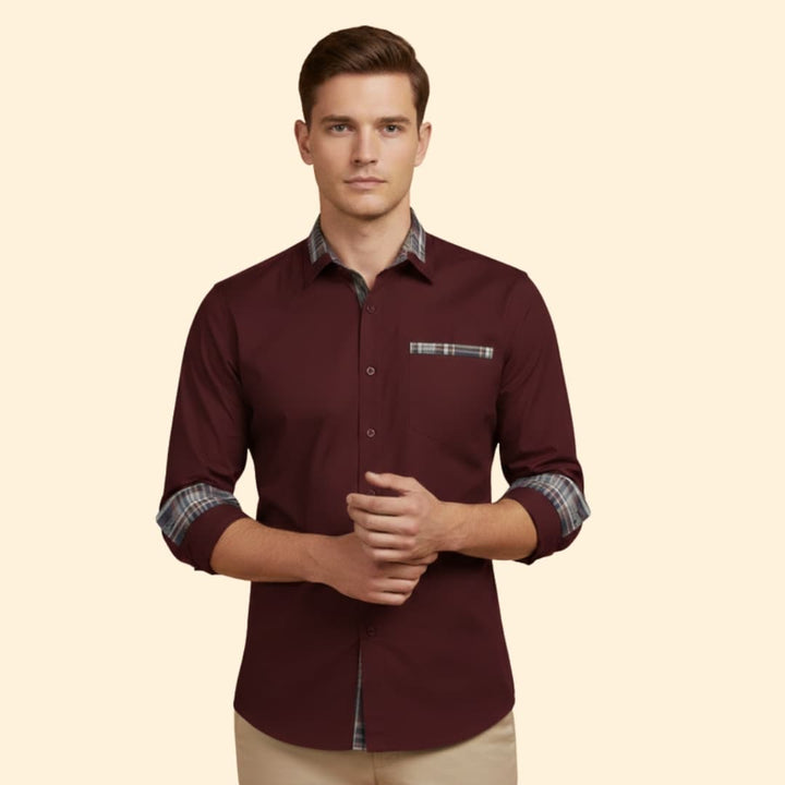 Men's Plaid Trim Shirt