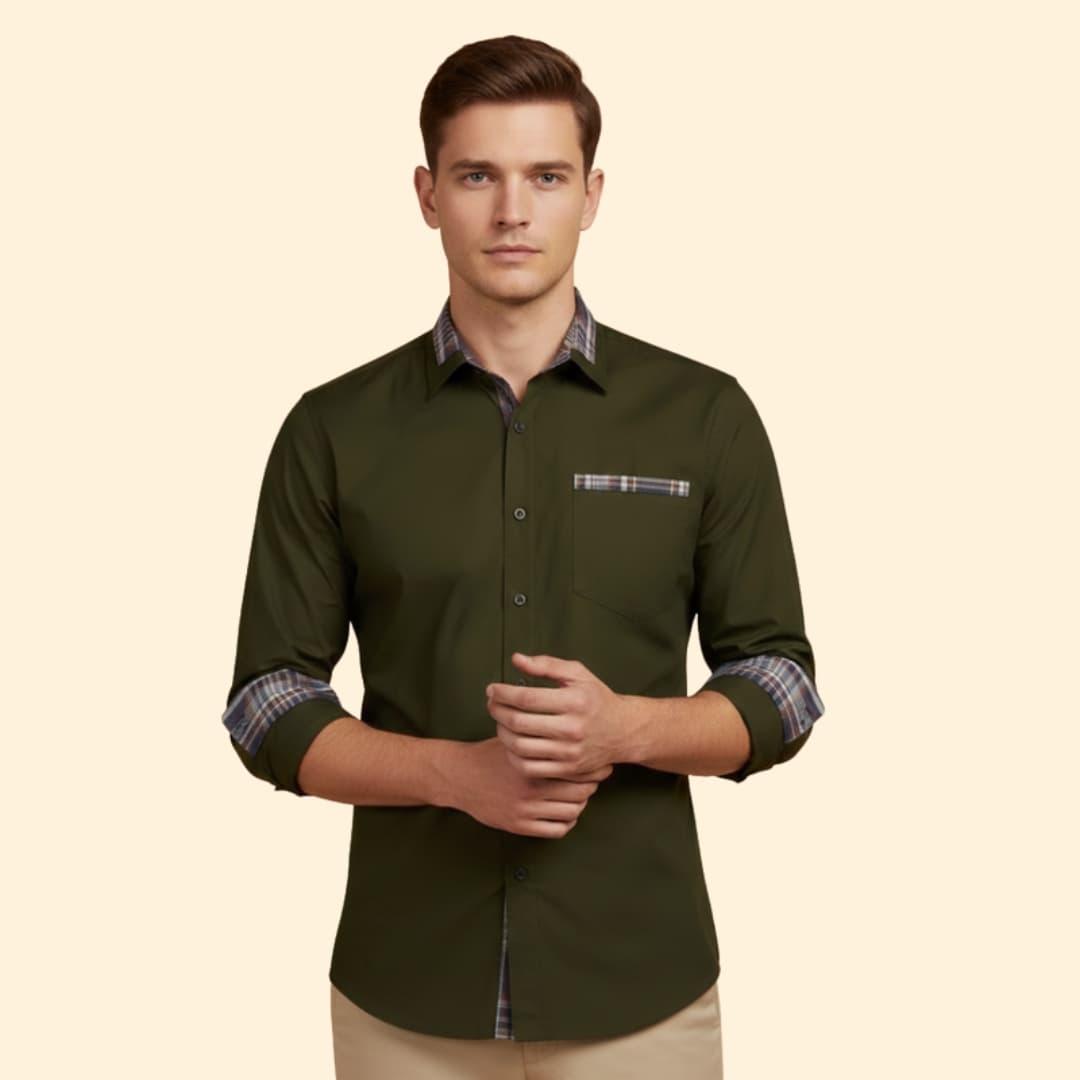 Men's Plaid Trim Shirt