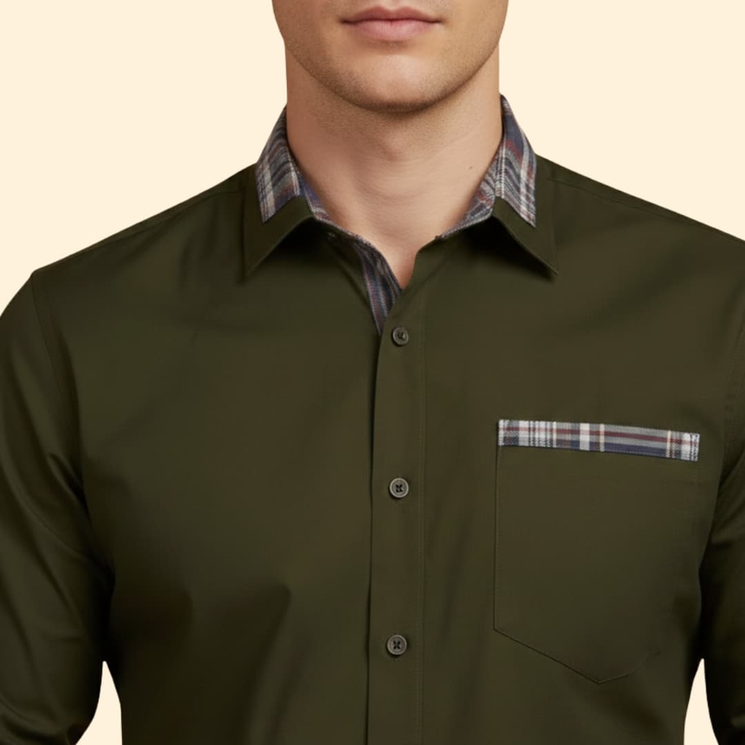 Men's Plaid Trim Shirt