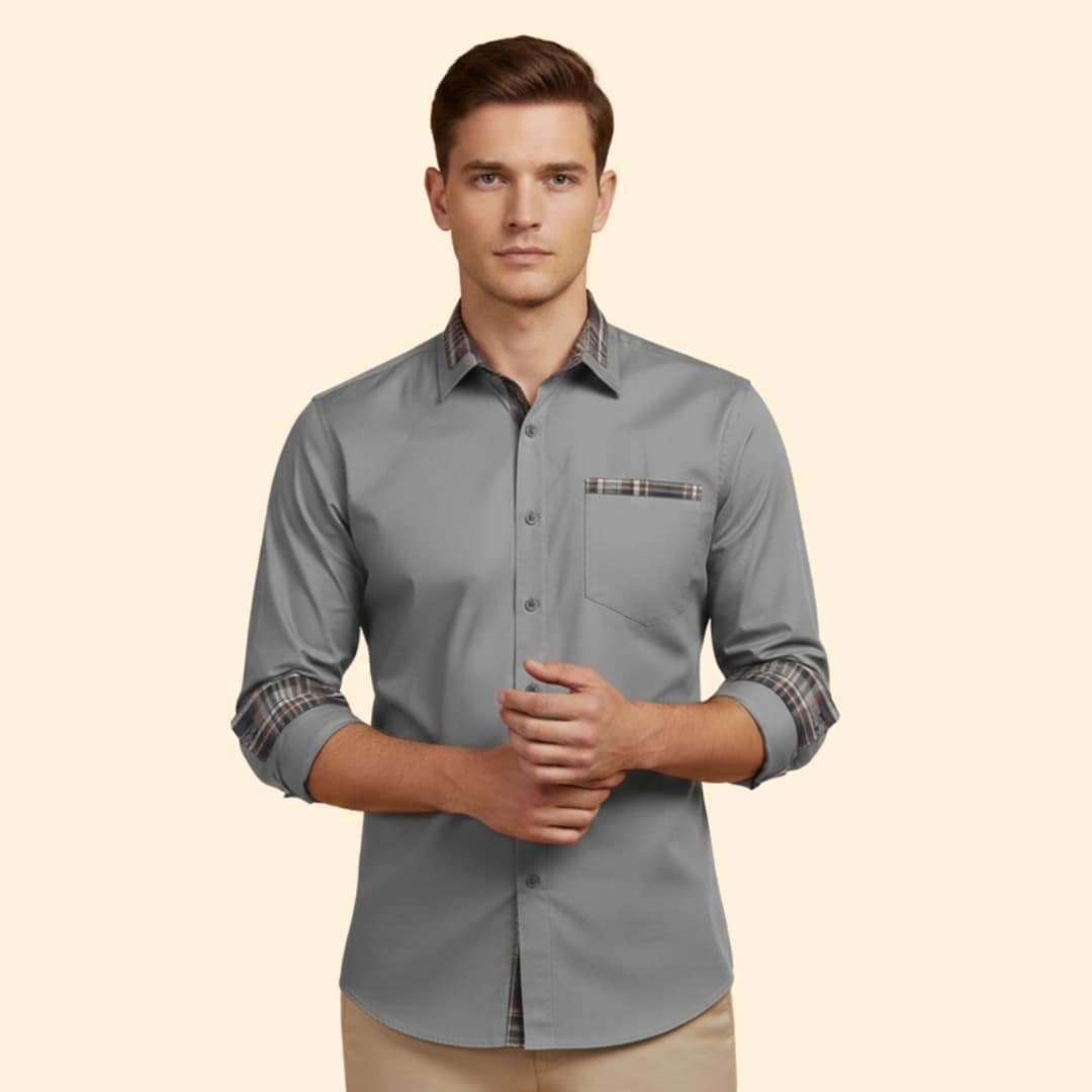 Men's Plaid Trim Shirt