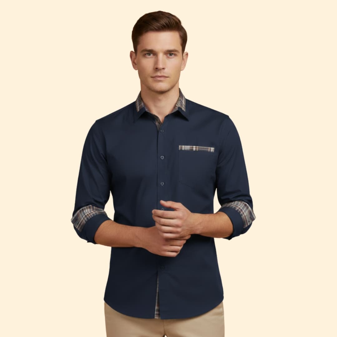Men's Plaid Trim Shirt