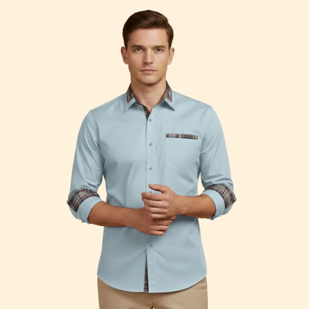 Men's Plaid Trim Shirt