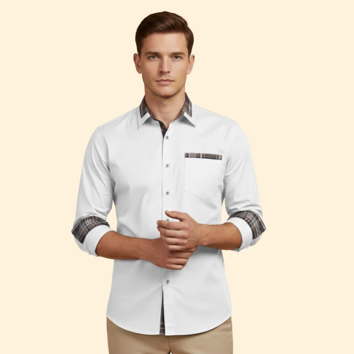 Men's Plaid Trim Shirt