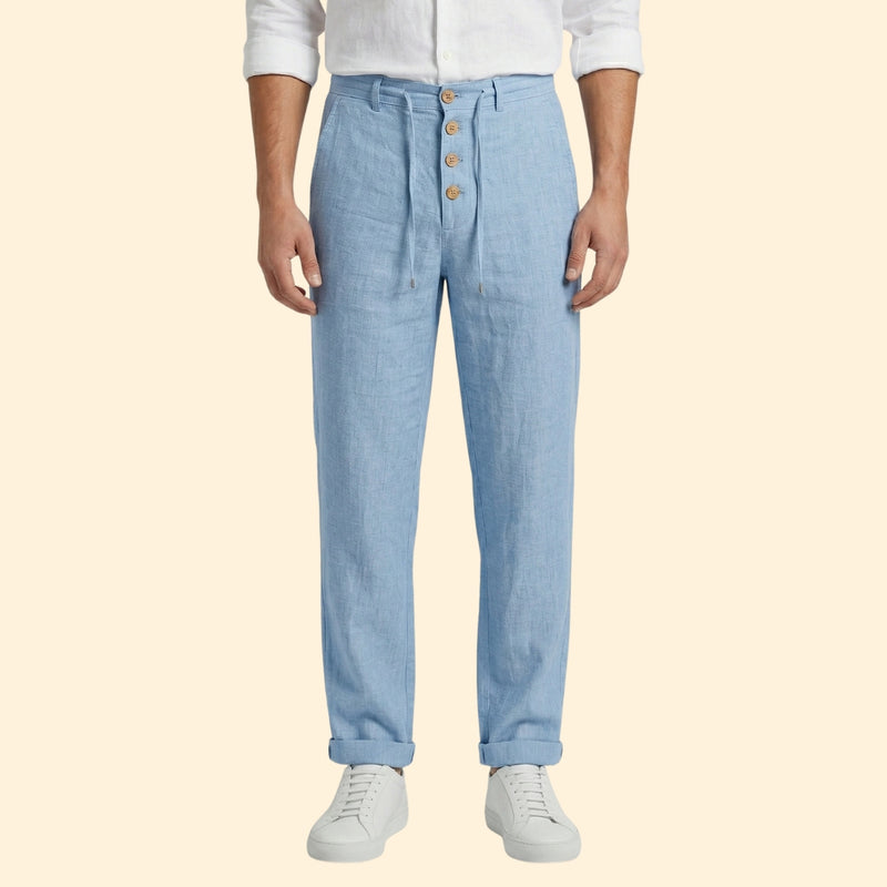 Men's Pleated Linen Trousers