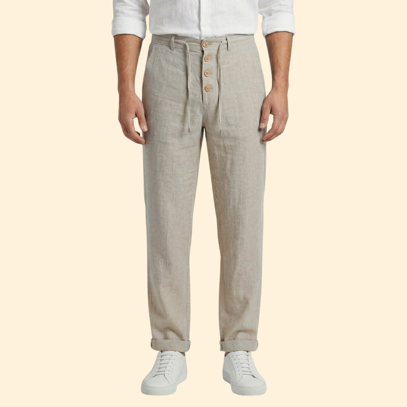 Men's Pleated Linen Trousers
