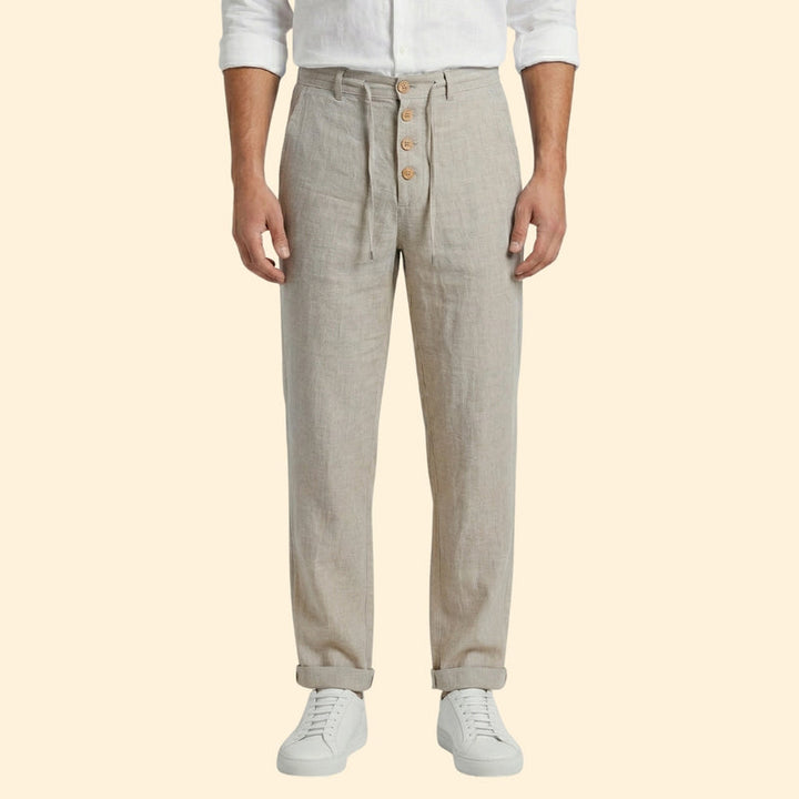Men's Pleated Linen Trousers