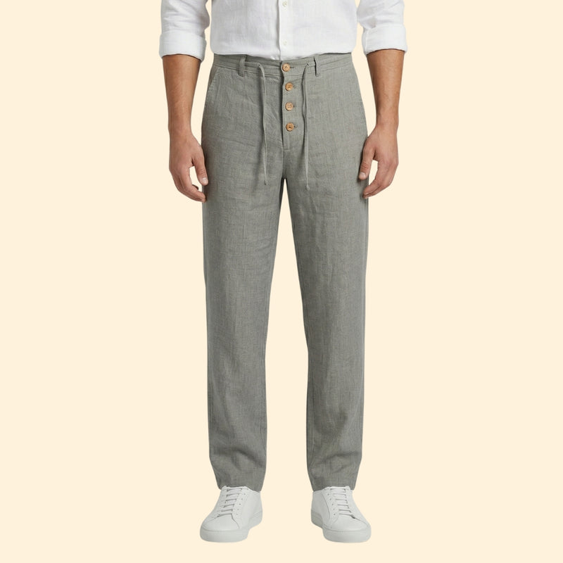 Men's Pleated Linen Trousers