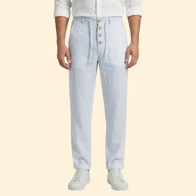 Men's Pleated Linen Trousers