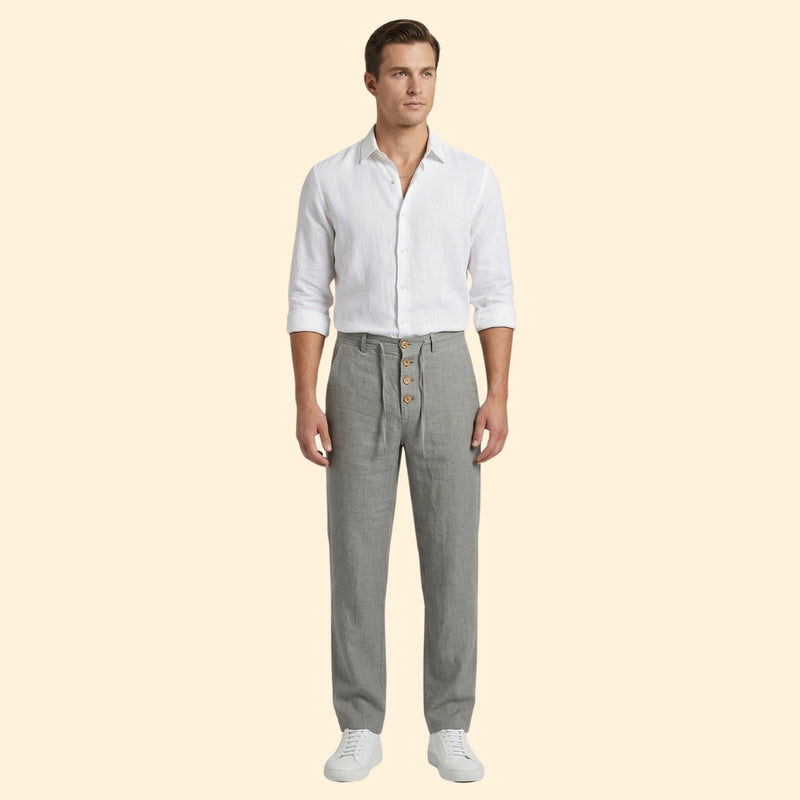 Men's Pleated Linen Trousers