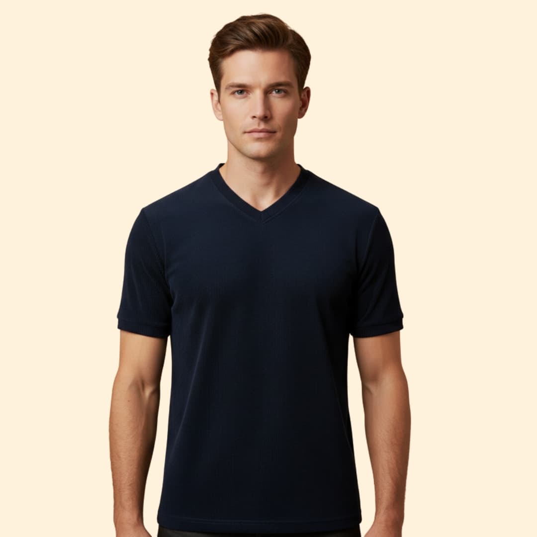 Men's Ribbed V-Neck T-Shirt