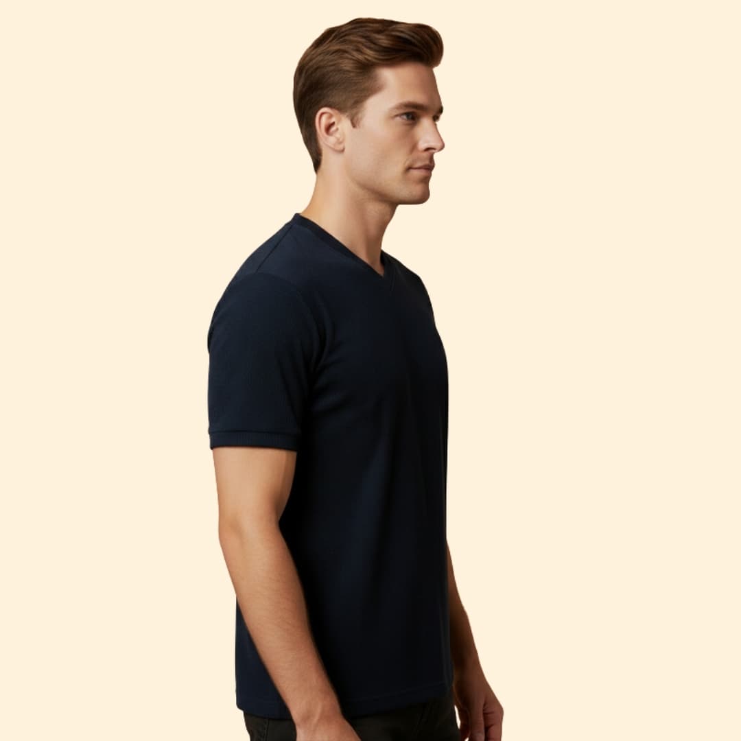 Men's Ribbed V-Neck T-Shirt