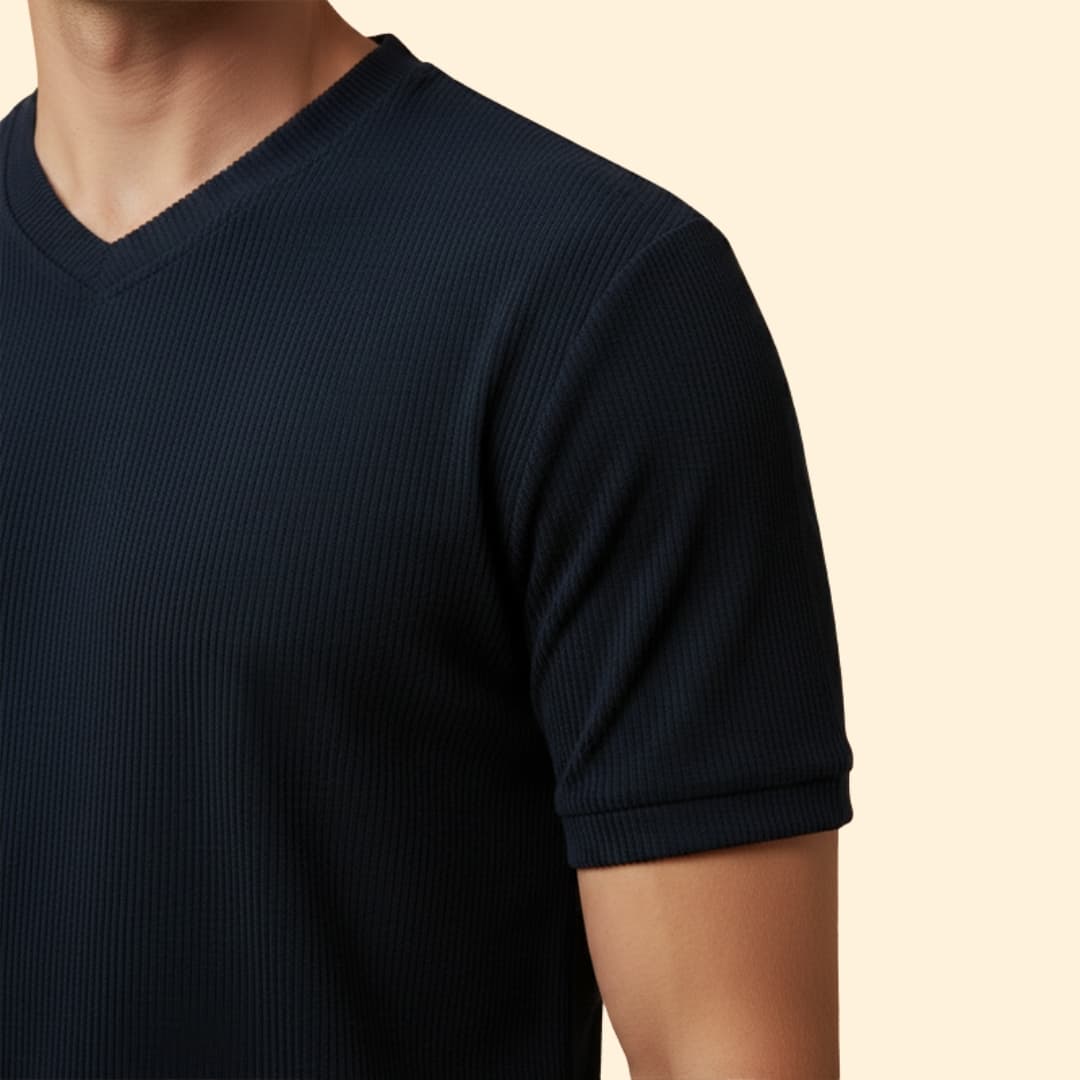 Men's Ribbed V-Neck T-Shirt