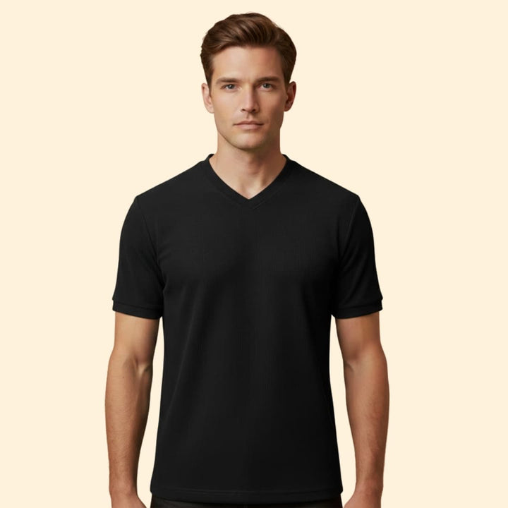Men's Ribbed V-Neck T-Shirt
