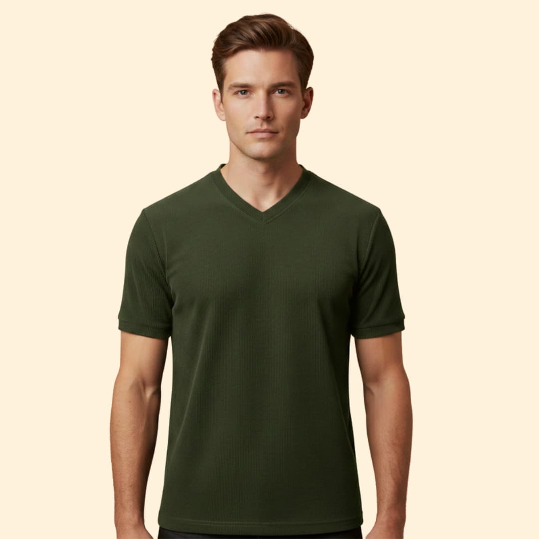 Men's Ribbed V-Neck T-Shirt