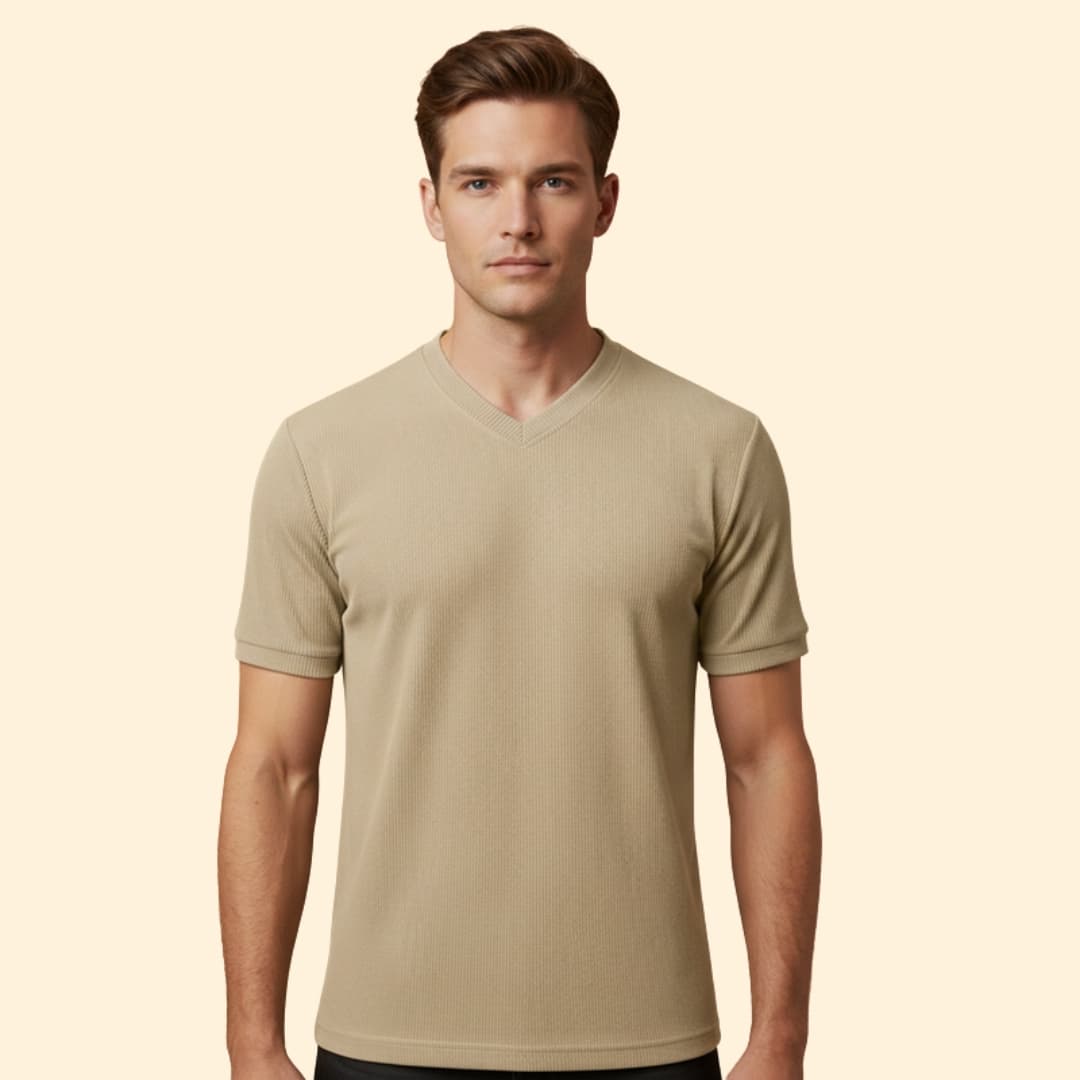 Men's Ribbed V-Neck T-Shirt