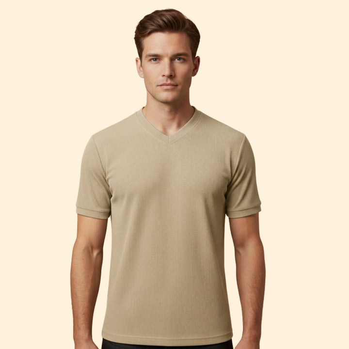 Men's Ribbed V-Neck T-Shirt