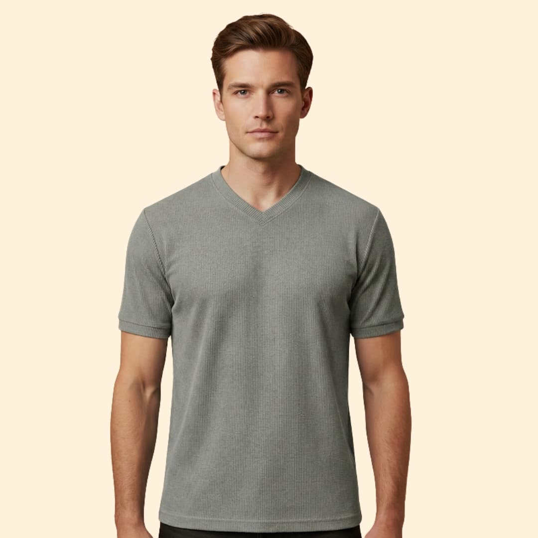 Men's Ribbed V-Neck T-Shirt