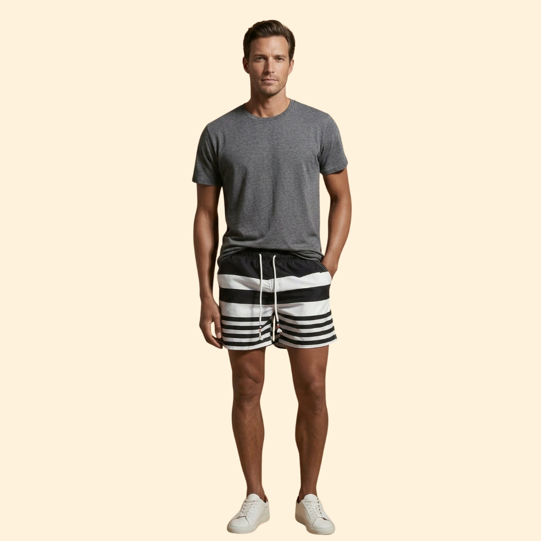 Men's Striped Swim Trunks