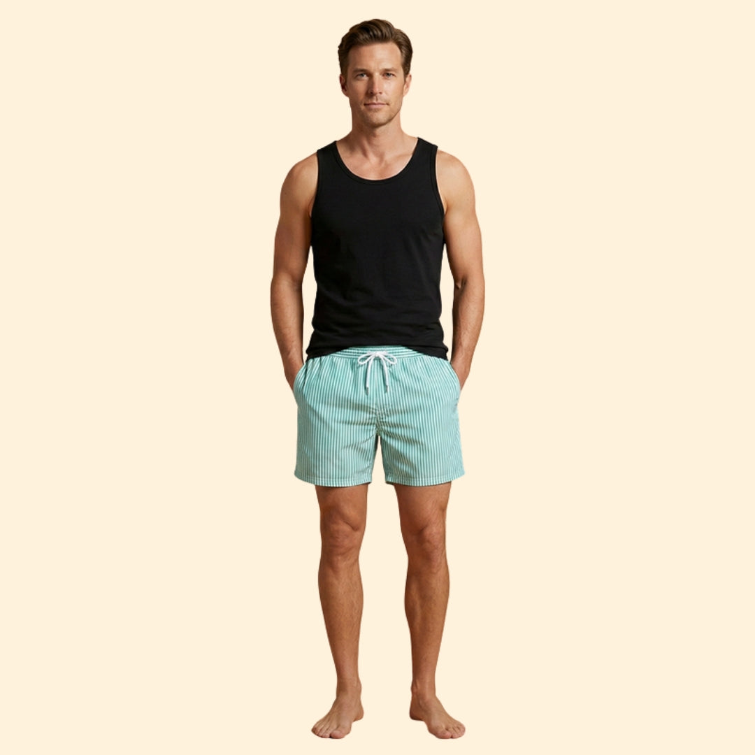 Men's Striped Swim Trunks