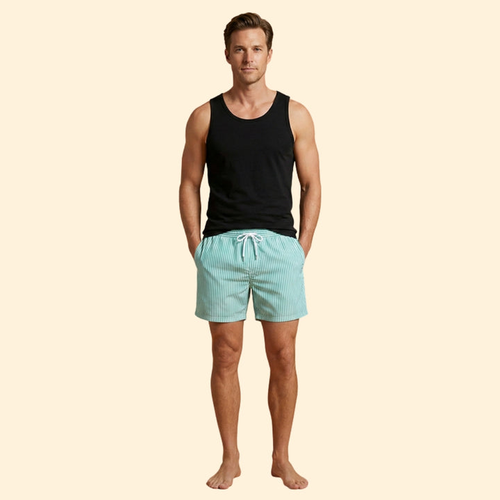 Men's Striped Swim Trunks