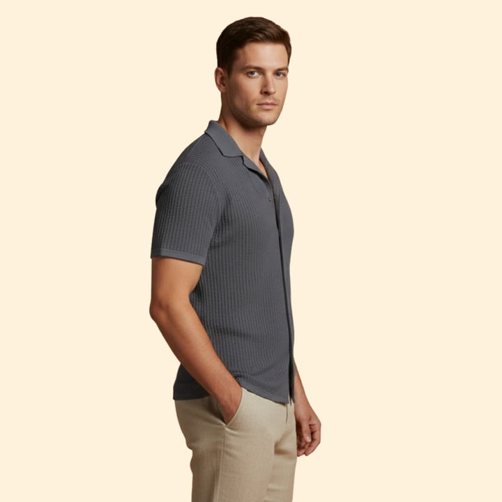 Men's Stylish Ribbed Short-Sleeve Shirt