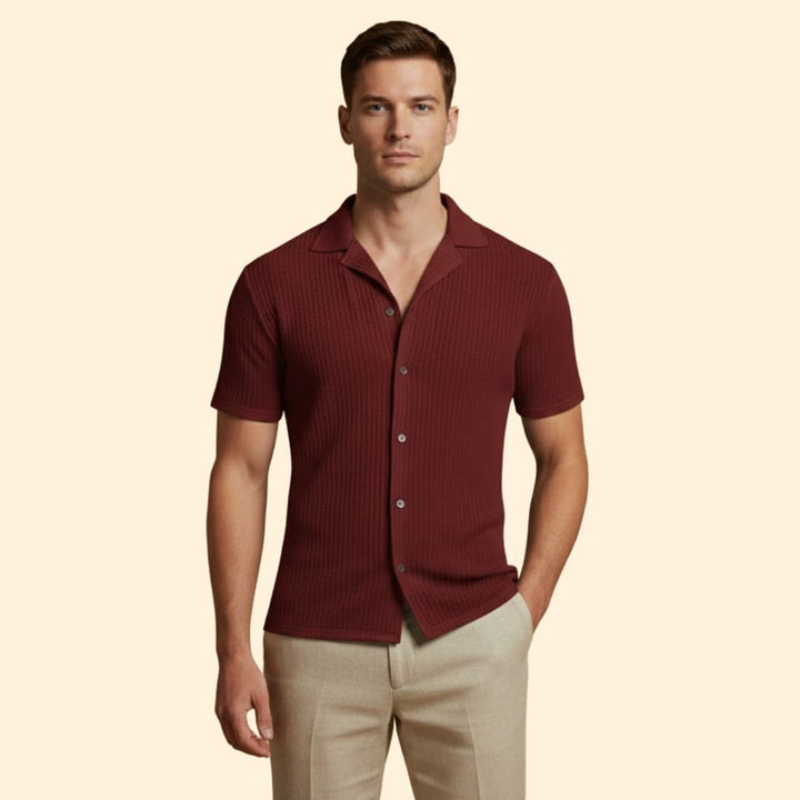 Men's Stylish Ribbed Short-Sleeve Shirt
