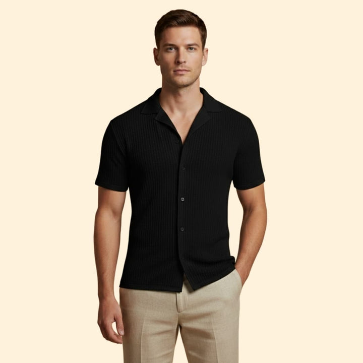 Men's Stylish Ribbed Short-Sleeve Shirt