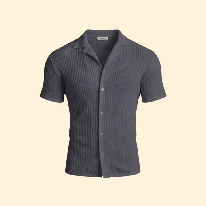 Men's Stylish Ribbed Short-Sleeve Shirt