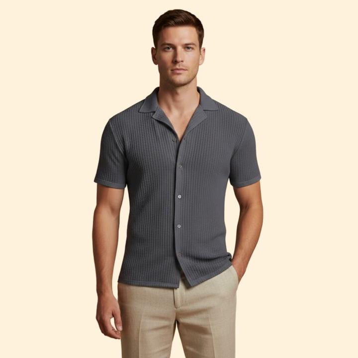 Men's Stylish Ribbed Short-Sleeve Shirt