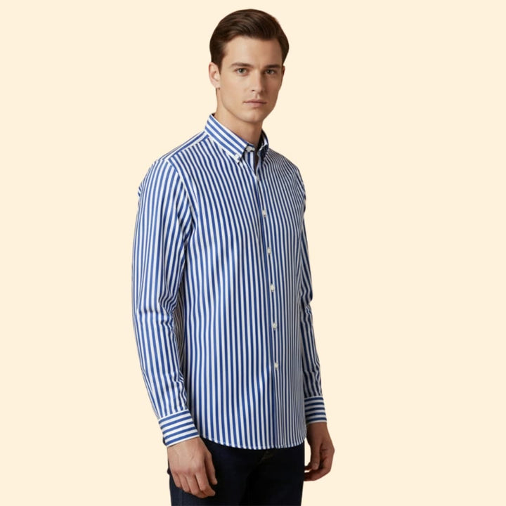 Men's Stylish Striped Shirt with Long Sleeves