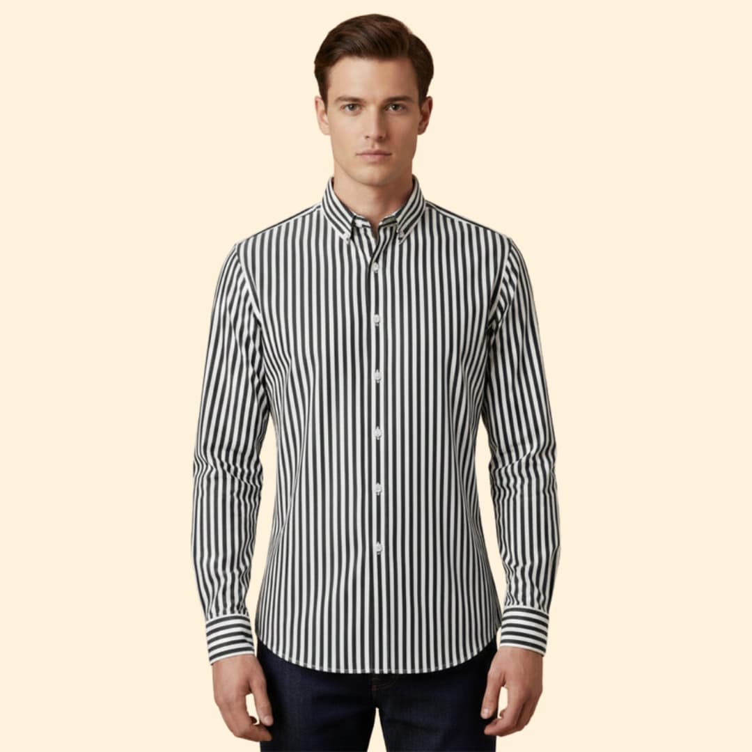 Men's Stylish Striped Shirt with Long Sleeves