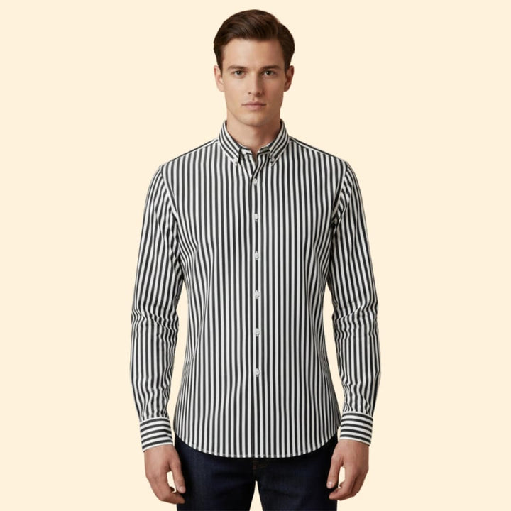 Men's Stylish Striped Shirt with Long Sleeves