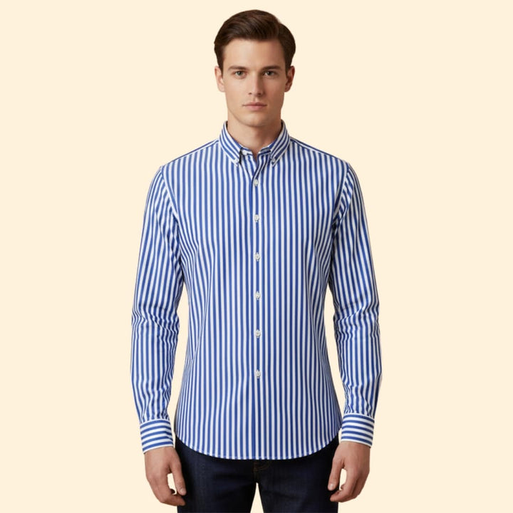 Men's Stylish Striped Shirt with Long Sleeves