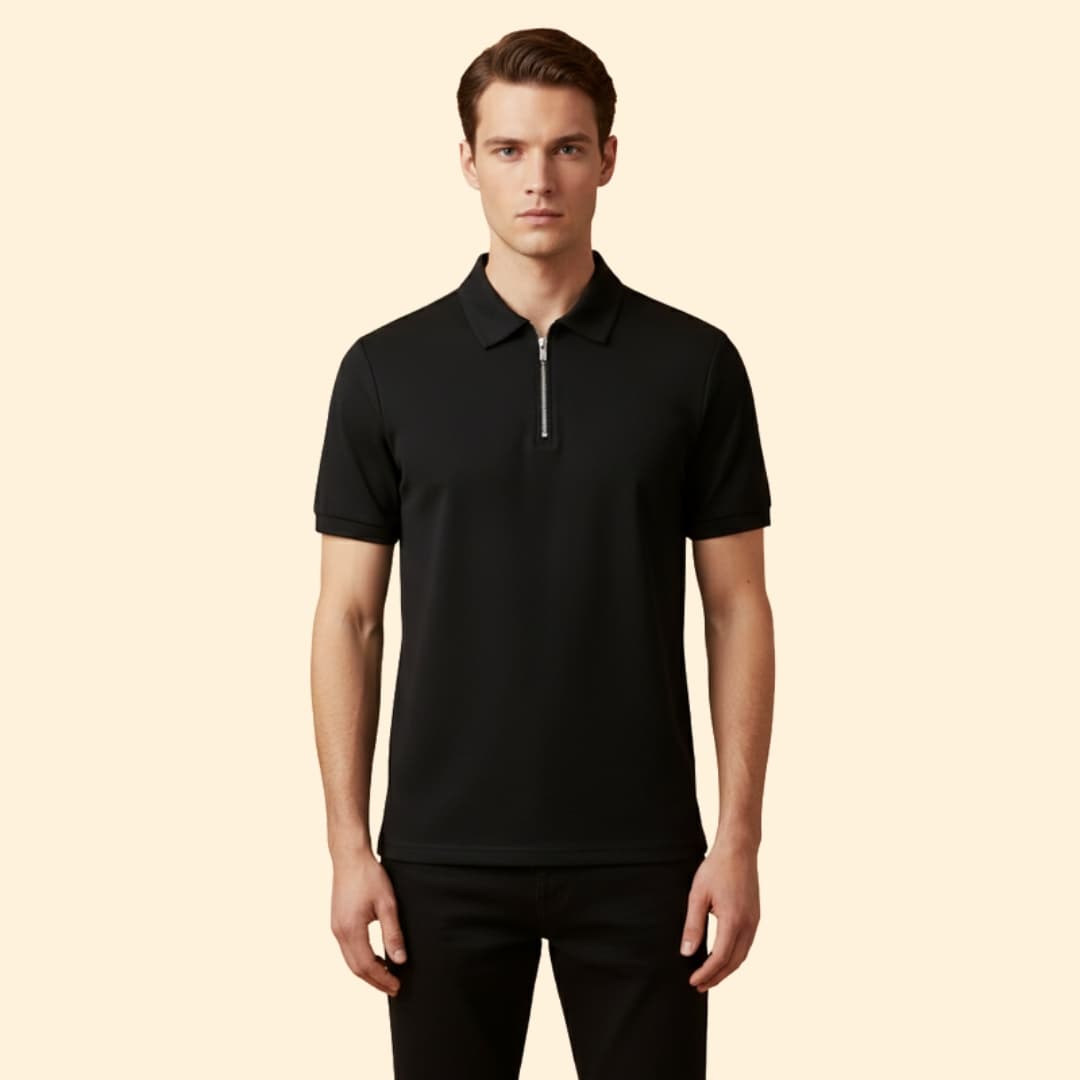 Men's Stylish Zip-Up Polo