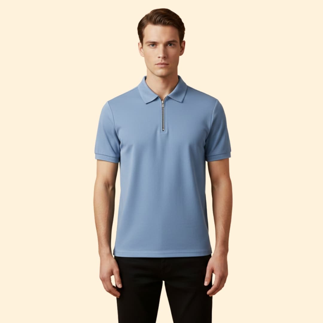 Men's Stylish Zip-Up Polo