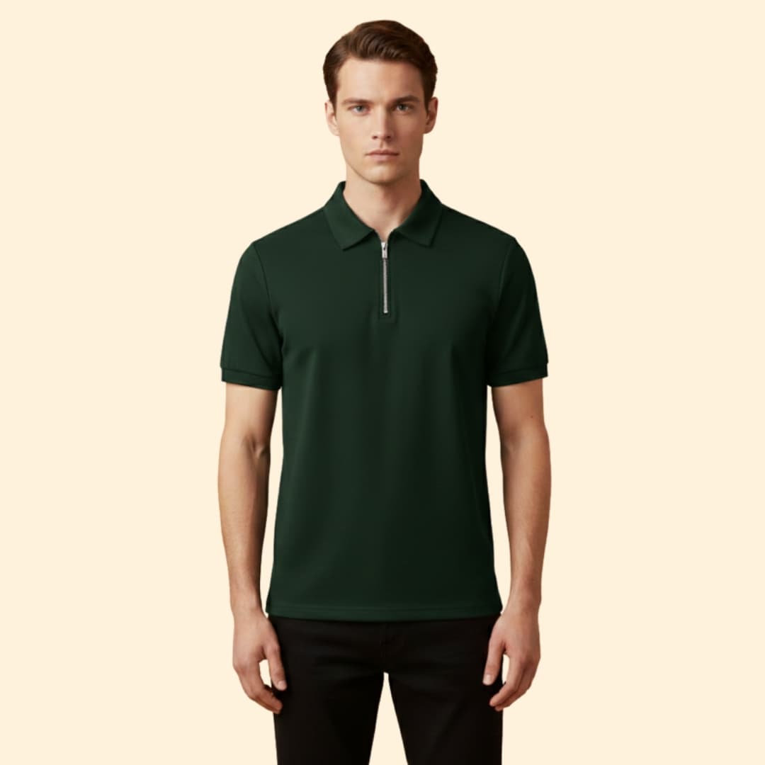 Men's Stylish Zip-Up Polo