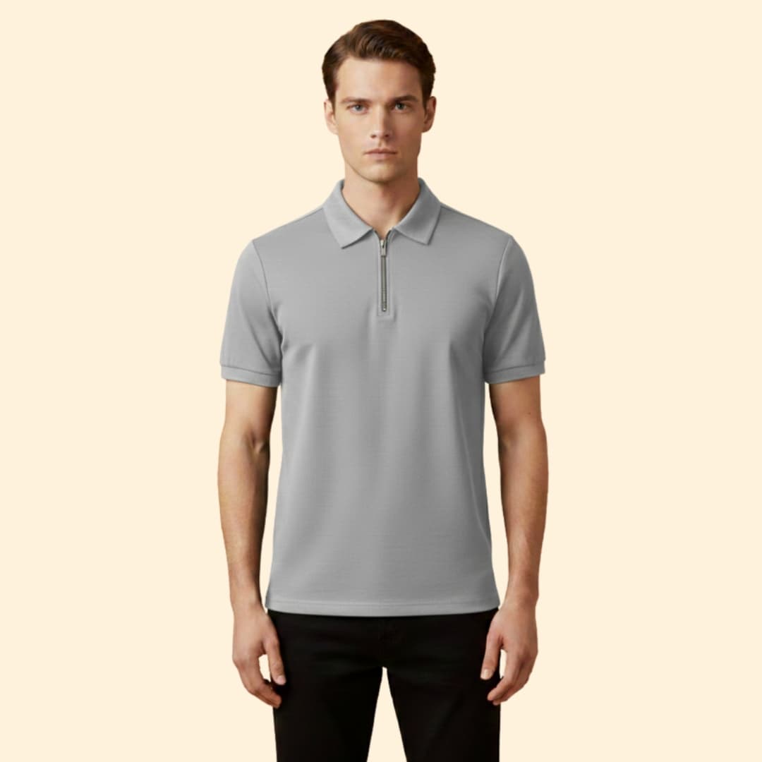 Men's Stylish Zip-Up Polo