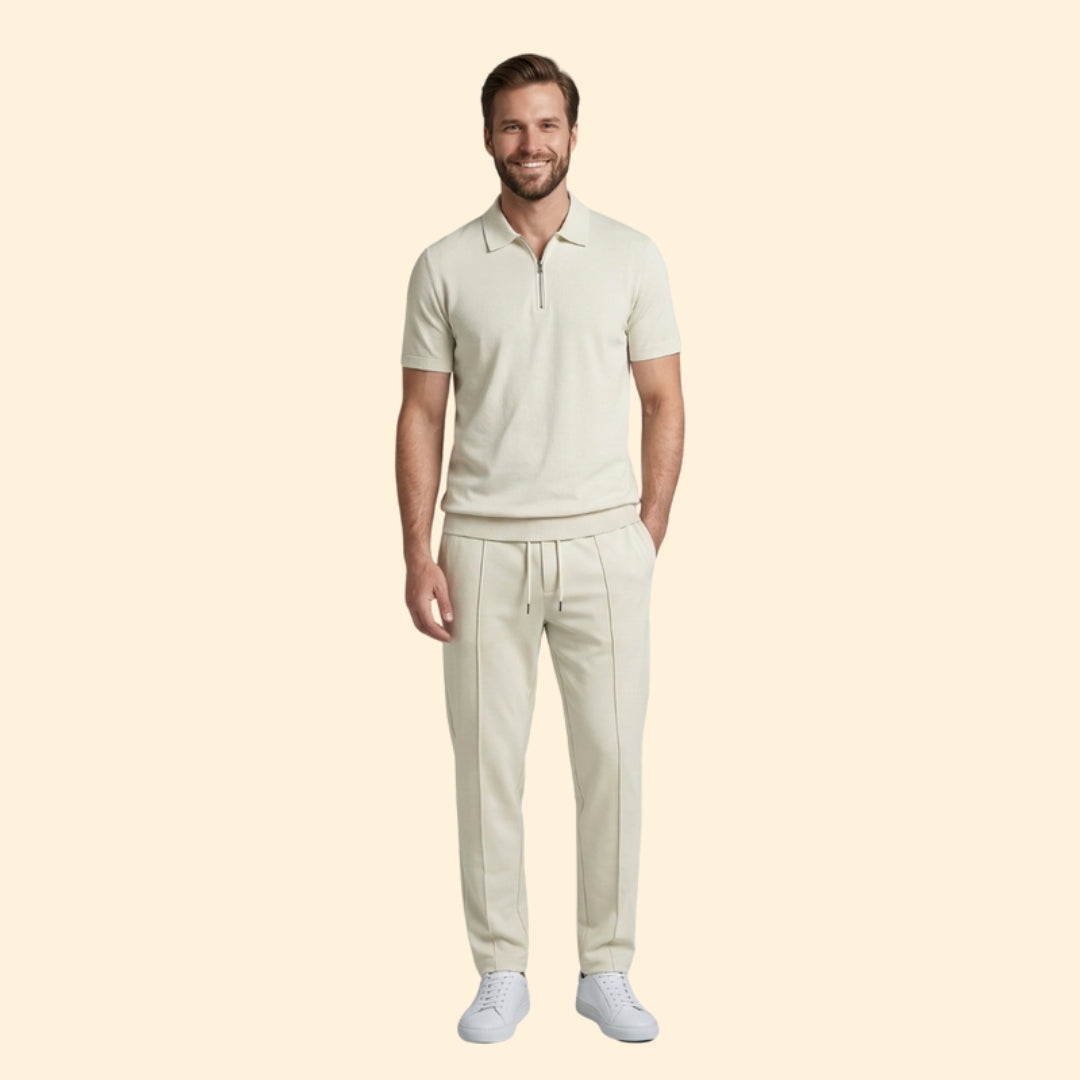 Men's Stylish Zip Polo Set