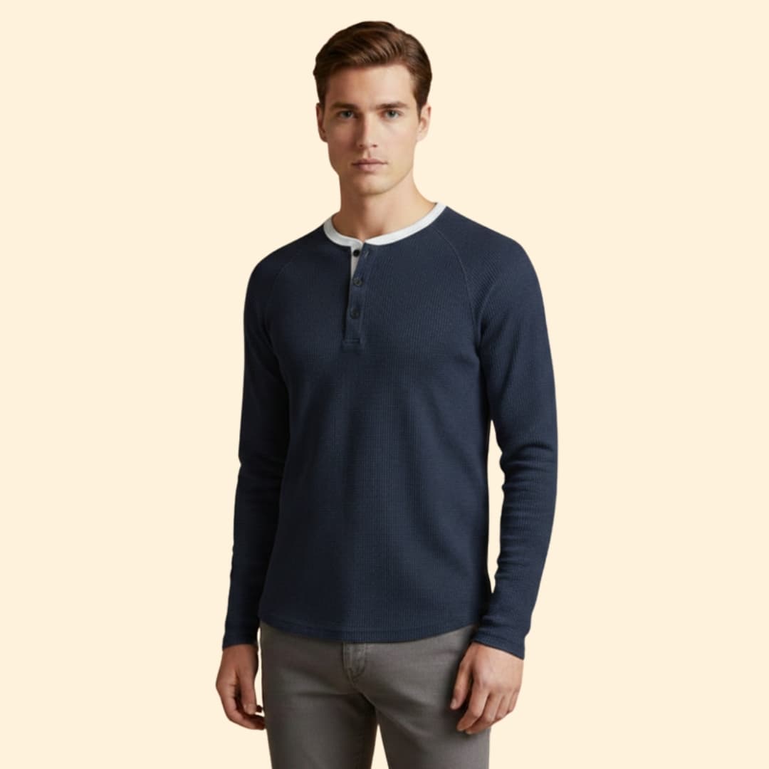Men's Textured Henley T-shirt