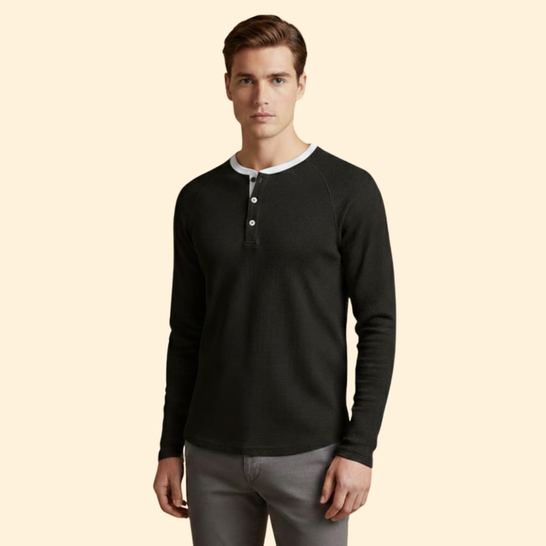 Men's Textured Henley T-shirt