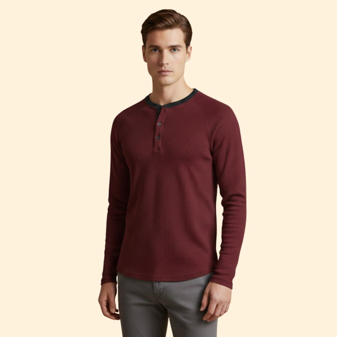 Men's Textured Henley T-shirt