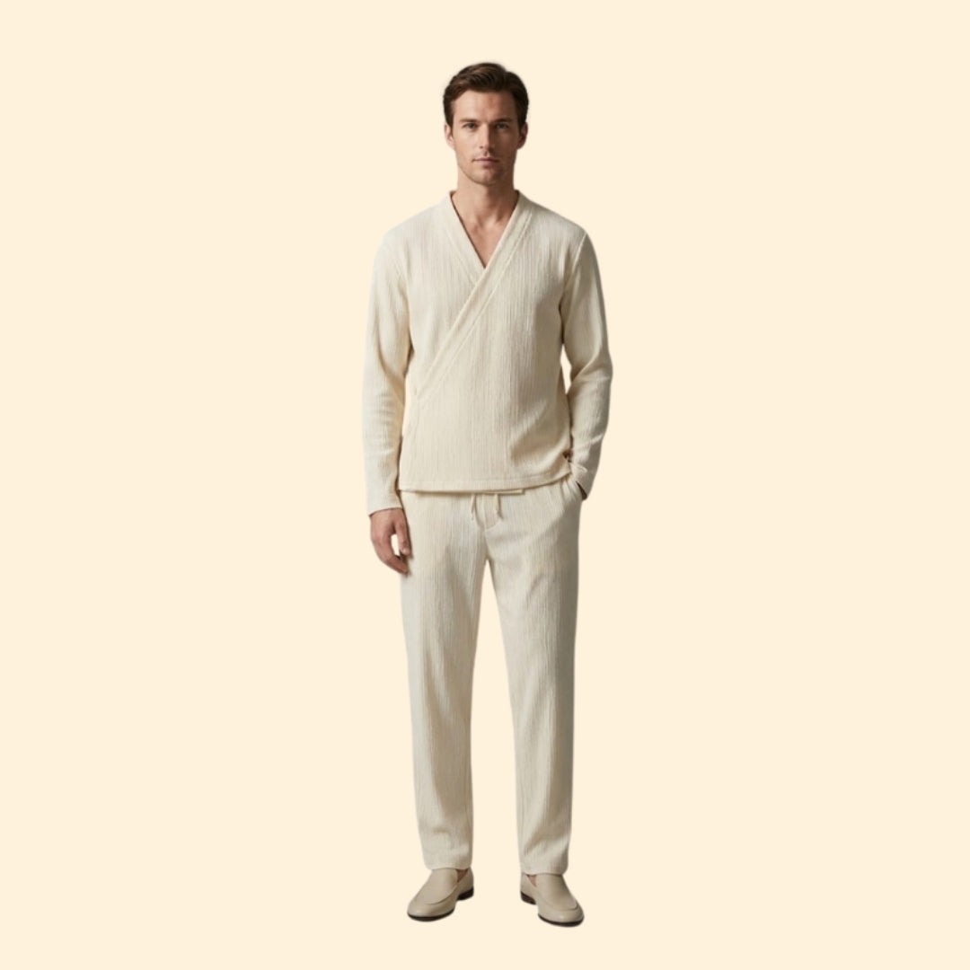 Men's V-Neck Trousers Set