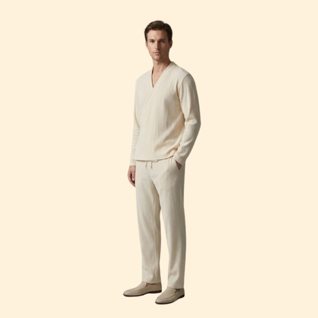 Men's V-Neck Trousers Set