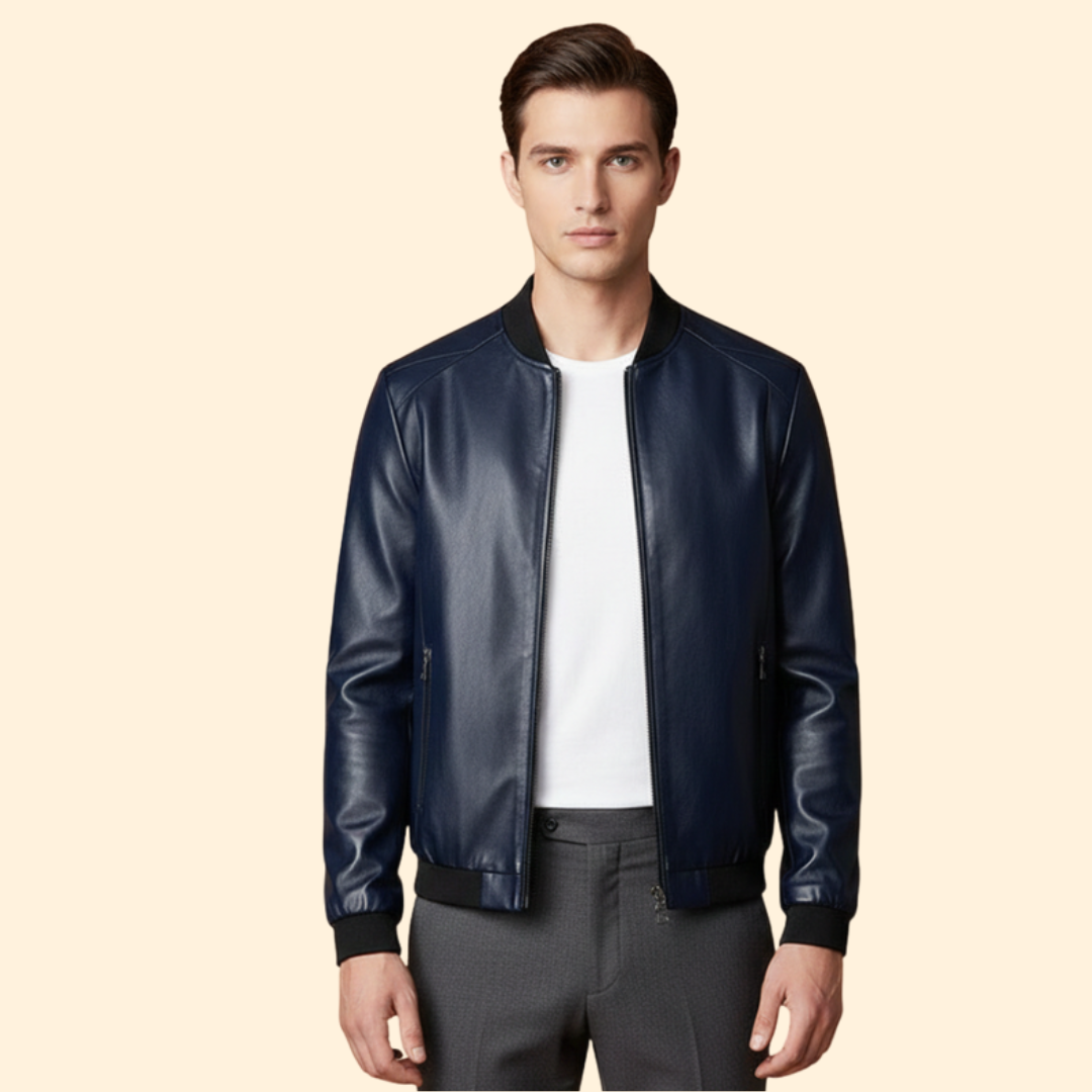 Men’s Classic Leather Bomber Jacket