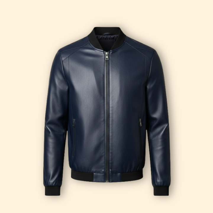 Men’s Classic Leather Bomber Jacket