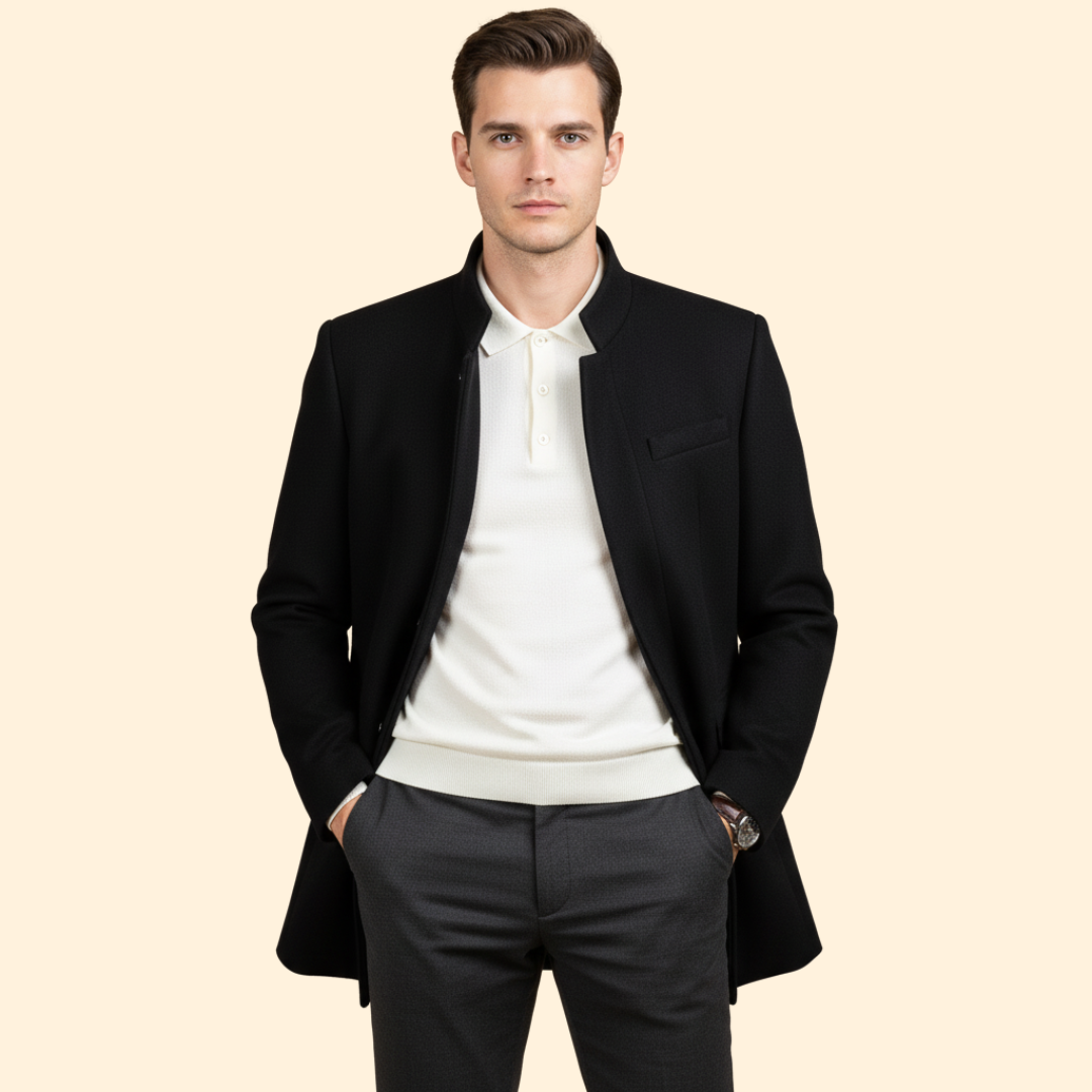 Minimalist Stand Collar Coat