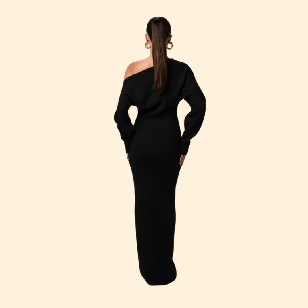 Women's Wedding Guest Dress Off Shoulder Knit Midi